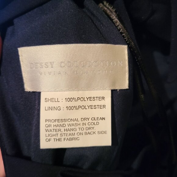 Dessy Collection Vivian Diamond Blue Crepe Bridesmaids Dress Size 10 3040 Bow - Picture 5 of 12